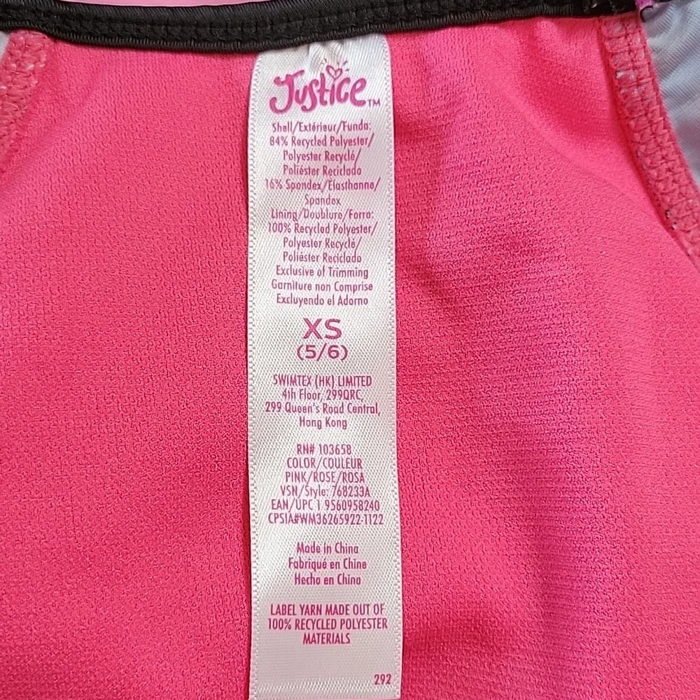 NWOT- Justice Sport Long-sleeved UPF Rashguard / Bikini Top